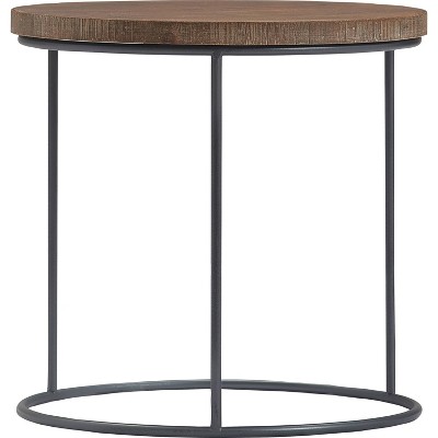 Berkshire 23" Round Distressed Wood and Metal Nesting Side Tables