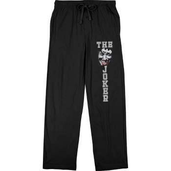 Batman Joker Face And Batman Logo Men's Black Sleep Pajama Pants