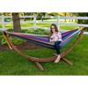 Vivere 8ft Double Cotton Hammock with Solid Pine Arc Stand - 4 of 4