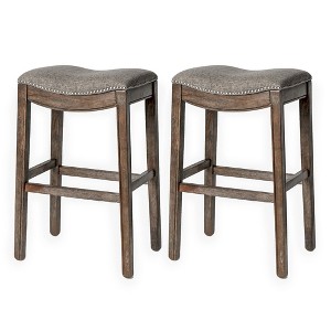 Maven Lane Adrien Upholstered Backless Saddle Kitchen Stool, Set of 2 - 1 of 4