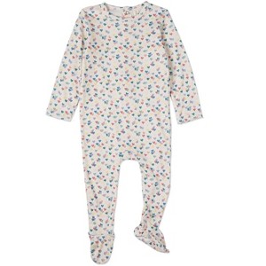 MiniMoi Baby and Toddler Girls "Candied Hearts" Pointelle Footie - 1 of 4