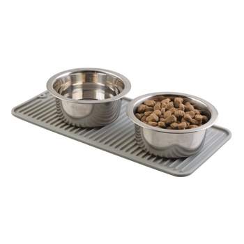 Leashboss Splash Mat Dog Food Silicone Tray with Tall Lip, for Pet Food and  Water Bowls - Beige - M/L