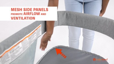 Shadow Stone Gray Quick-Fold Portable Rocking Bassinet with Aluminum Frame