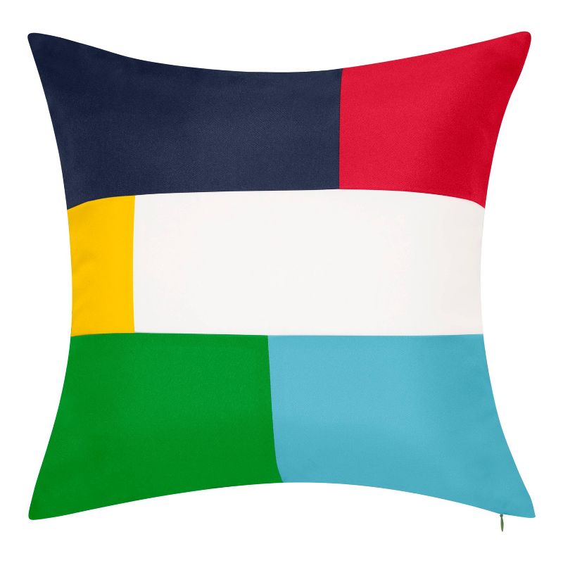20&#34;x20&#34; Edie@Home Reversible Bold Color Block Square Indoor Outdoor Throw Pillow Multicolor, 1 of 10