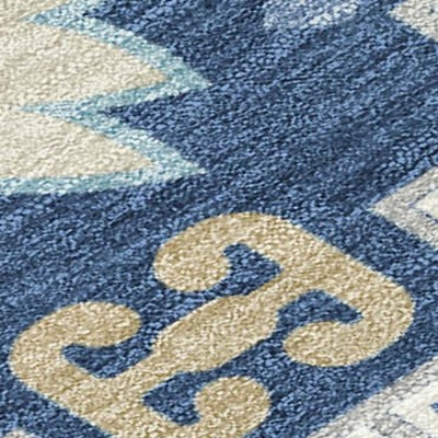 HomeRoots 8' Blue Beige And Sky Blue Round Southwestern Washable Indoor Outdoor Area Rug