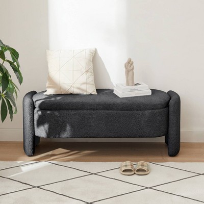 CAVINAS Storage Ottoman Bench,Upholstered Ottoman with Storage Compartment for Living Room,Bedroom,Orange/Green/Gray/White/Dark Gray