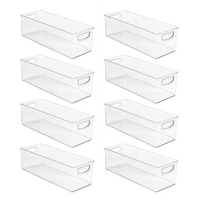 mDesign Stackable Plastic Home Office Storage Bin with Handles, 8 Pack