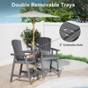 Pamapic HDPE Tall Outdoor Adirondack Chair Set with DoubleRemovable Trays in Gray - 3 of 4