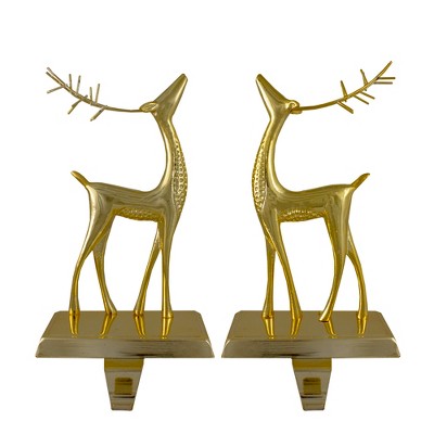 Northlight Set of 2 Gold Standing Reindeer Christmas Stocking Holders 9.75"