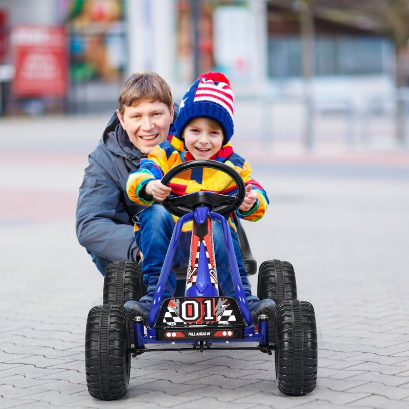 Costway Kids Pedal Go Kart 4 Wheel Ride On Toys w/ Adjustable Seat & Handbrake, 5 of 11