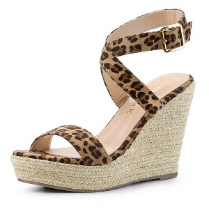 Allegra K Women's Back to College Slingback Crisscross Espadrille Wedges Heel Sandals - 1 of 4