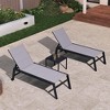 PURPLE LEAF Patio Chaise Lounge Set 2 Pieces Textilene Pool Lounge Chairs with Wheels Sunbathing Chair for Outdoor, Beach, Yard, Side Table Included - 2 of 4