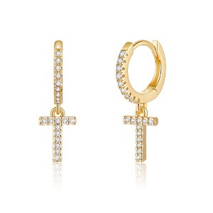 Turandoss 18K Gold Huggie Hoop Earrings for Girls Women - 1Pair Dainty Initial Cartilage Dangle Diamond Earring Hypoallergenic, Christmas Gifts - 1 of 4