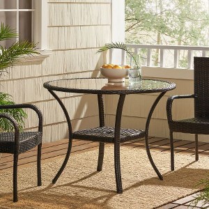 PAGED Stylish Outdoor Dining Table Resin Patio Table with Tempered Glass Tabletop for Patio, Lawn, Courtyard - 1 of 4