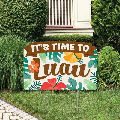 Big Dot of Happiness Tropical Luau - Hawaiian Beach Party Yard Sign Lawn Decorations - It's Time To Luau Party Yardy Sign