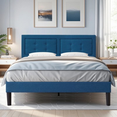 VECELO Twin/Full/Queen Size Upholstered Bed Frame Button Tufted Adjustable Headboard