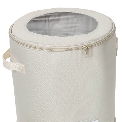 Natural Polyester Round Dinnerware Storage Box Set with Clear View Top