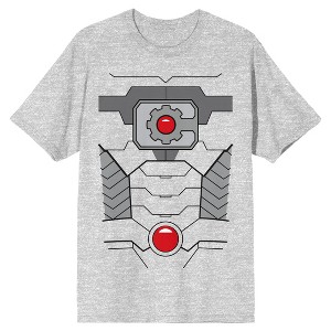 Justice League Cyborg Body Outline Art Men's Athletic Heather T-shirt - 1 of 1
