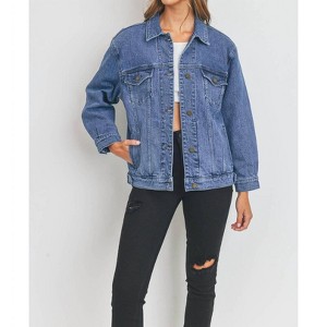 Women's Oversized Denim Jacket - JUST BLACK DENIM - 1 of 4