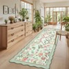 Washable Scalloped Living Room Rugs, Floral Snake Print Farmhouse Bedroom Carpet, Non Slip Low Pile Dining Room Rugs - 4 of 4