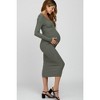 PinkBlush Light Olive V-Neck Long Sleeve Fitted Maternity Maxi Dress - 3 of 4