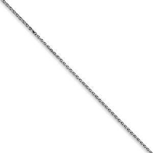Black Bow Jewelry 0.85mm 14k White Gold Diamond Cut Round Wheat Chain Necklace - 1 of 4