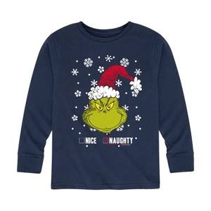 Boys' - Dr. Seuss - The Grinch Naughty Or Nice Long Sleeve Graphic T-Shirt - 1 of 4