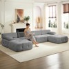 Mjkone U-Shaped Velvet Modular Sectional Sofa With free Combination Ottoman,Convertible 4-Seater Sofa with Rivet Trim - 2 of 4