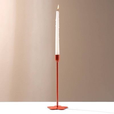 Gulches Floral Fusion Series Red Ceramic Tabletop Candle Holder 1 Pack