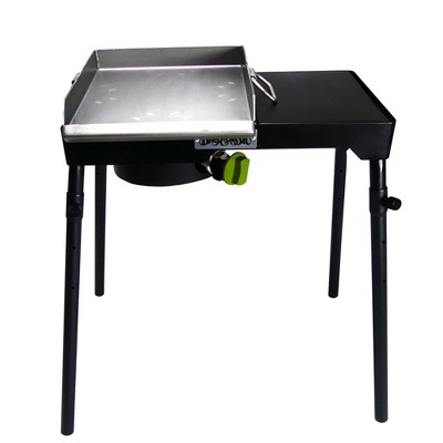 Bayou Classic Single Patio Camp Stove w/Side Shelf Features 6-in Cast Aluminum Burner 27-in Tall Cooker 13.5-in x 13.5-in Chefs Tailgates