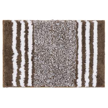 Unique Bargains Non-Slip Extra Soft and Absorbent Fluffy Striped Microfiber Bathroom Floor Mat Bath Rugs