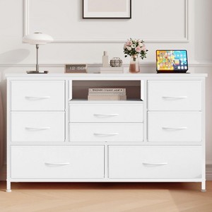 Jojoka 8-Drawer Dresser, Fabric Storage Tower for Bedroom, TV Console Table with Adjustable LED Lights, Adjustable Feet, for Living Room - 1 of 4