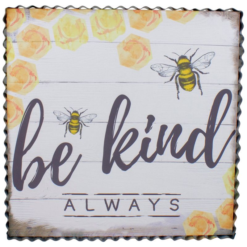 Northlight Metal Framed "Be Kind Always" Bumble Bee Decorative Canvas Wall Art 12", 1 of 5