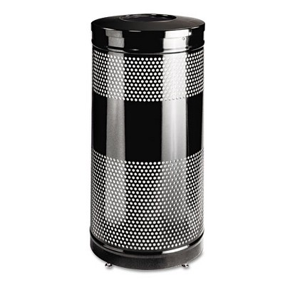 Rubbermaid Commercial Classics Perforated Open Top Receptacle, 25 gal, Steel, Black