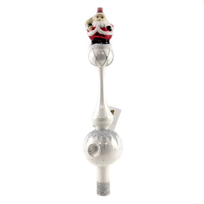 Golden Bell Collection 12.0" Porcelain White Finial W/Santa Tree Topper Christmas  -  Tree Toppers