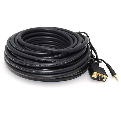 Monoprice Super VGA Cable - 35 Feet - Male to Male With Stereo Audio and Triple Shielding | CL2 Rated, HD15, Gold Plated