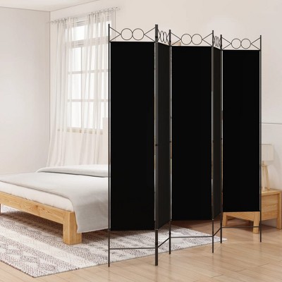 vidaXL Black 5-Panel Room Divider, Ideal for Dividing Large Spaces, Offering Privacy and Sunlight Control, Easy to Assemble - Size 78.7"x78.7"