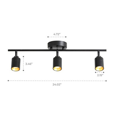 Shura Black and Gold Aluminum 3-Head LED Track Light