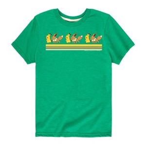 Boys' - Pokémon - Pikachu Eevee Friends Retro Stripe Short Sleeve Graphic T-Shirt - 1 of 4