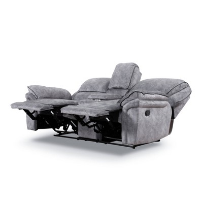 miBasics 79" Breezenight Transitional Manual Reclining Loveseat: Palomino Upholstery, Cup Holders