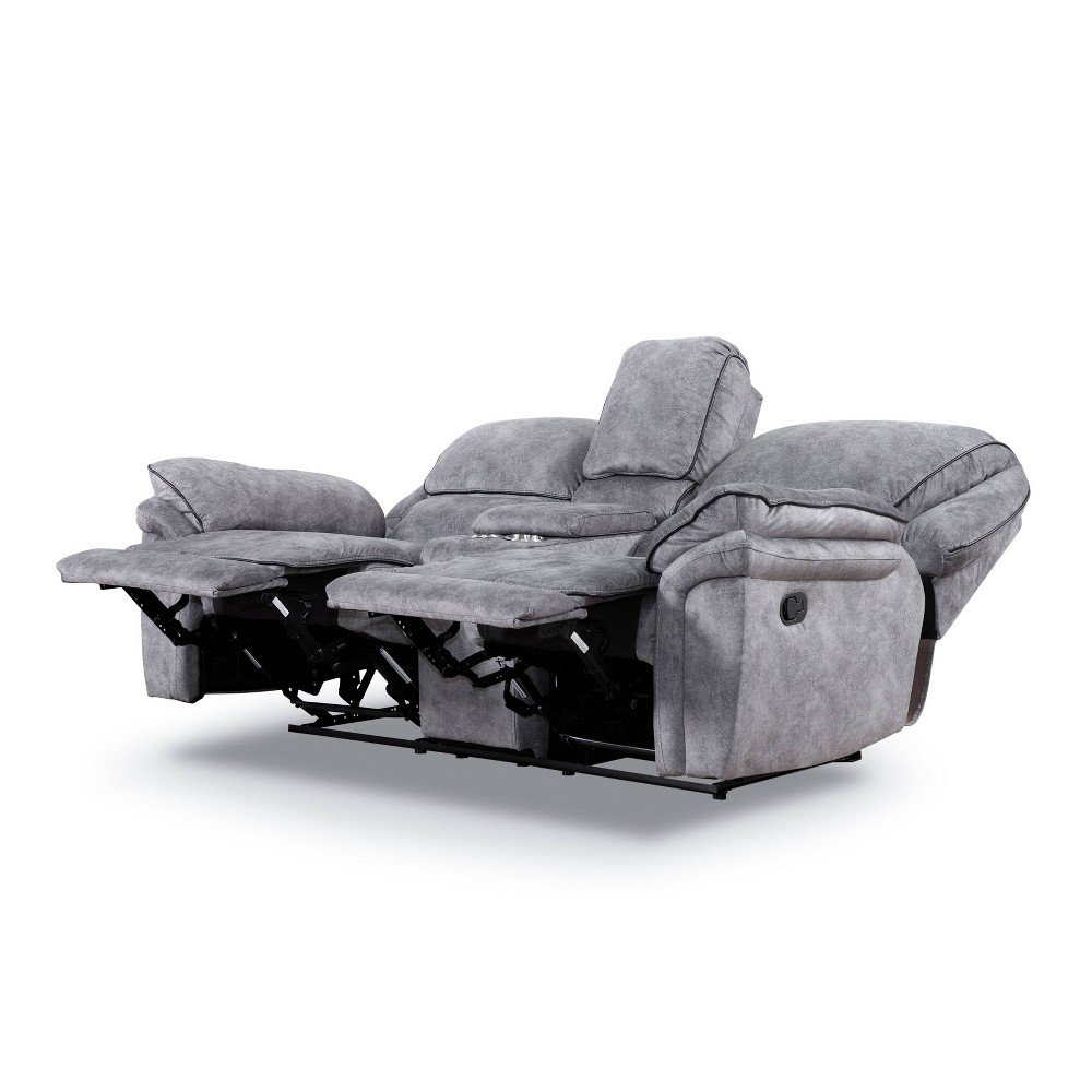 Photos - Sofa miBasics 79" Breezenight Transitional Manual Reclining Loveseat: Palomino Upholstery, Cup Holders