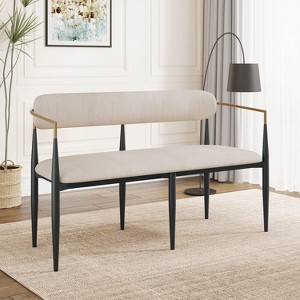 Christopher Knight Home Ingrid Modern Iron Frame Upholstered 55" Loveseat with Open Curved Back - 1 of 4