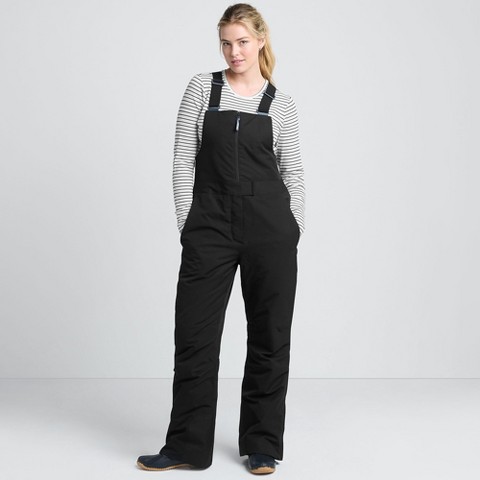 Lands' End Women's Expedition Waterproof Insulated Snow Bibs - Large - Black