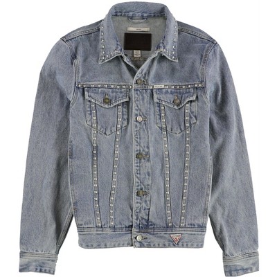 GUESS Mens Dilon Studded Denim Jean Jacket