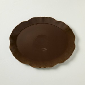 Ceramic Wavy Edge Serving Platter Brown - Hearth & Hand™ with Magnolia - 1 of 3