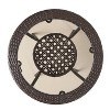 Osparple Round Patio Table,Wicker Outdoor Dining Table with Tempered Glass Tabletop and Open Shelf for 2/4,Brown - 4 of 4