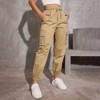 Coolmee Women's Lightweight Cargo Pants Casual Travel Sweatpants Joggers Elastic Waist Button Pockets - 3 of 4