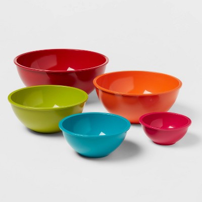 JoyJolt Joyful 5 Glass Mixing Bowls with Lids - Red