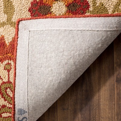 Hand-Knotted Round Red Wool Floral Area Rug - 95" Diameter