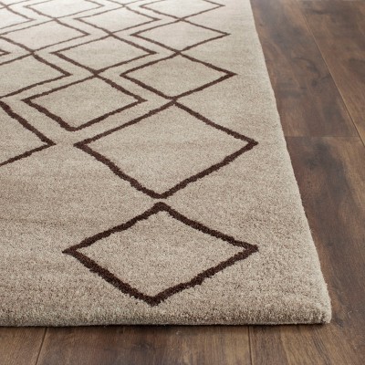 Light Gray and Dark Gray Wool Tufted Area Rug